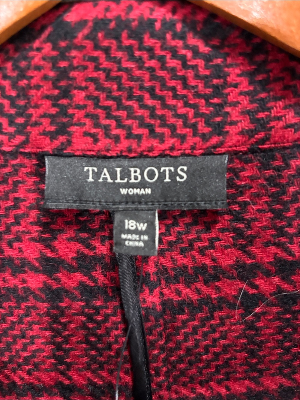 Talbots NWT Red & Black Plaid Wool Blend Tailored Jacket Blazer Plus Size 18W - Picture 3 of 11